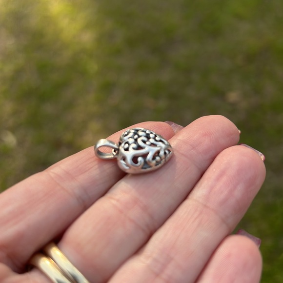 Sterling Silver Scroll Open Heart Small Charm or Pendant - Picture 10 of 17